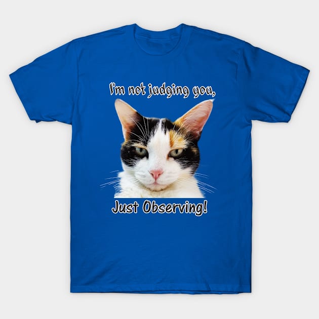 Cute Calico Cat with Attitude – Just Observing! T-Shirt by Captain Peter Designs